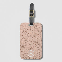 Etiqueta Para Maletas Beige y Boho Terracotta Brown Dots Monograma