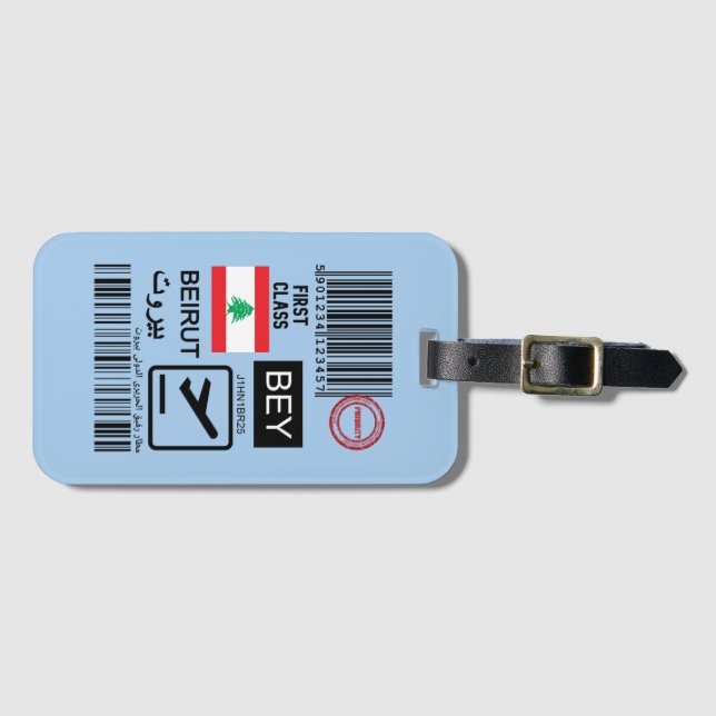 Etiqueta Para Maletas  Beirut Lebanon travel ticket (Anverso horizontal)