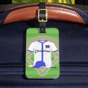 Etiqueta Para Maletas Béisbol azul personalizado