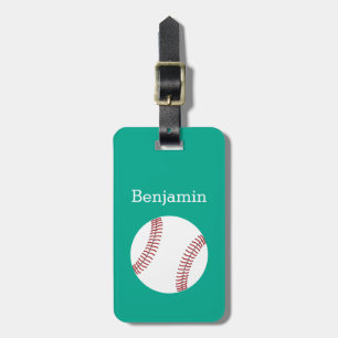Etiqueta Para Maletas Béisbol con el nombre de encargo - esmeralda