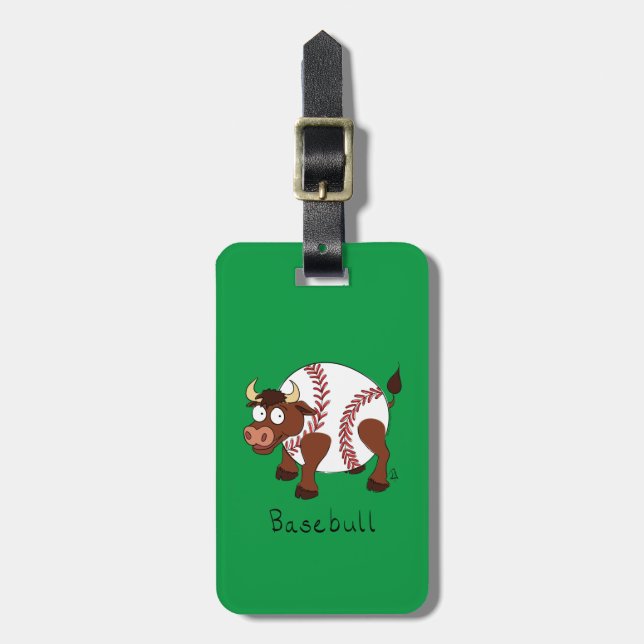 Etiqueta Para Maletas Béisbol Cute Kids Personalizado Bull (Frente Vertical)