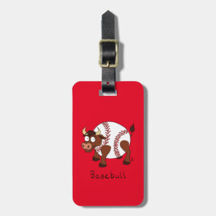 Etiqueta Para Maletas Béisbol Cute Kids Personalizado Bull