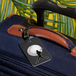 Etiqueta Para Maletas Béisbol - Pelota y silueta de jugador Nombre Direc