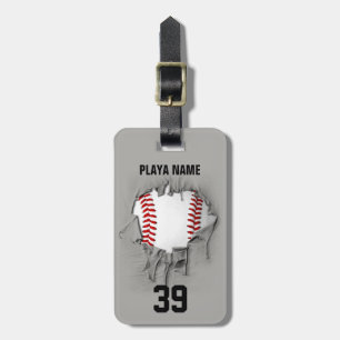 Etiqueta Para Maletas Béisbol rasgado (blanco personalizado)