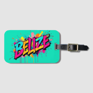 Etiqueta Para Maletas Belice verde azulado graffiti estilo vacaciones de