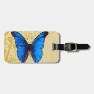Etiqueta Para Maletas Bella mariposa azul Vintage