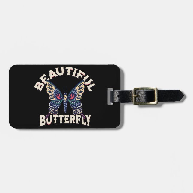 Etiqueta Para Maletas belleza-mariposa-retro-vector-arte-ilustracion- (Frente Horizontal)