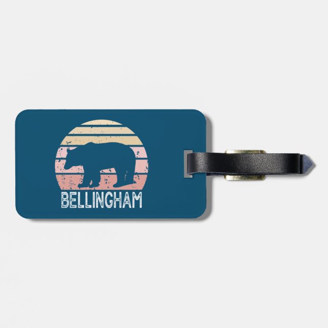 Etiqueta Para Maletas Bellingham Washington Retro Bear (Atrás Horizontal)