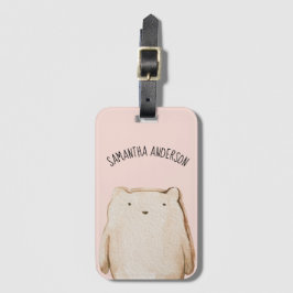 Etiqueta Para Maletas Bello Moderno Pastel Oso Rosa Con Nombre