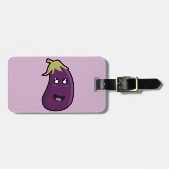 Etiqueta Para Maletas Berenjena de Kawaii (Frente Horizontal)
