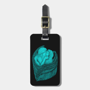 Etiqueta Para Maletas Besada de ángeles , diseño negro y verde