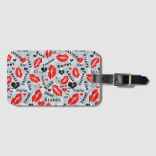 Etiqueta Para Maletas Beso, labios rojos.