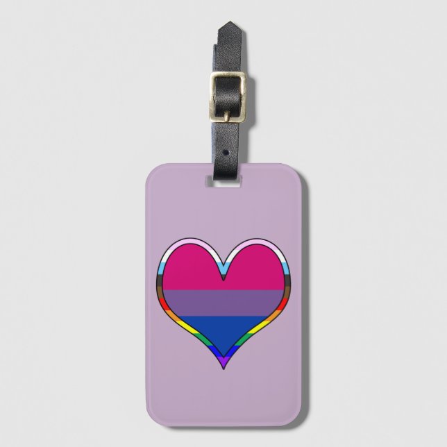 Etiqueta Para Maletas Bi Pride Heart (Anverso vertical)