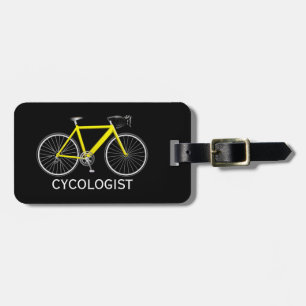 Etiqueta Para Maletas Bicicleta Amarilla Sobre Negro