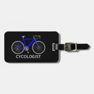 Etiqueta Para Maletas Bicicleta Azul Sobre Negro
