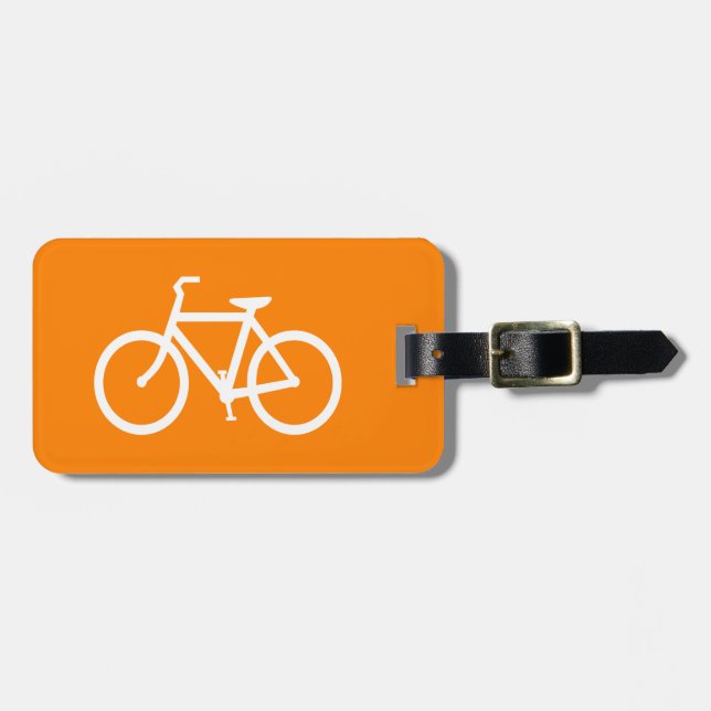 Etiqueta Para Maletas Bicicleta blanca y Naranja (Frente Horizontal)