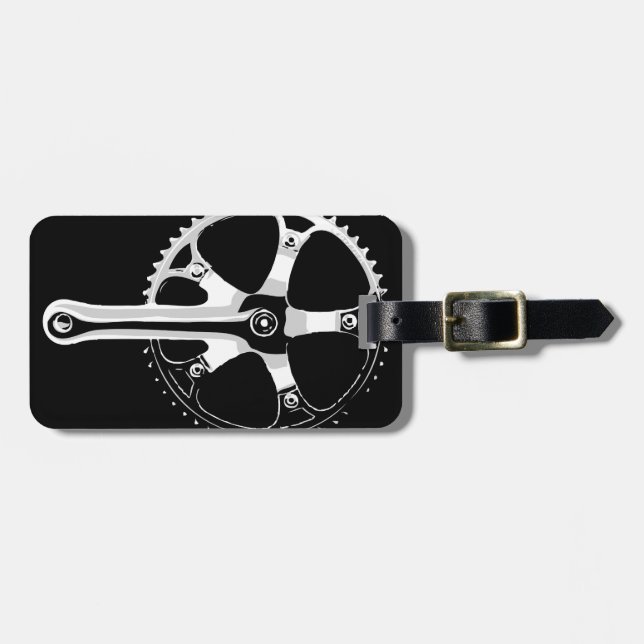Etiqueta Para Maletas Bicicleta Crankset - blanco de Pista en negro (Frente Horizontal)