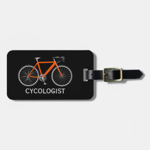 Etiqueta Para Maletas Bicicleta Naranja Sobre Negro