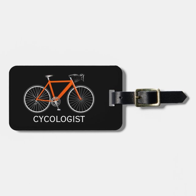 Etiqueta Para Maletas Bicicleta Naranja Sobre Negro (Frente Horizontal)