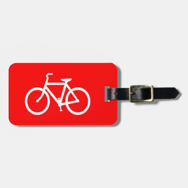Etiqueta Para Maletas Bicicleta roja y blanca (Frente Horizontal)