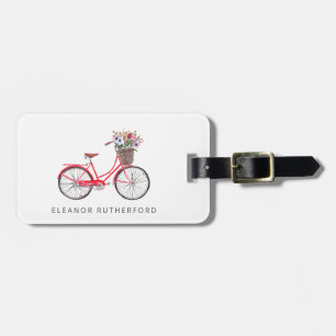 Etiqueta Para Maletas Bicicleta simple con flores ciclista personalizado