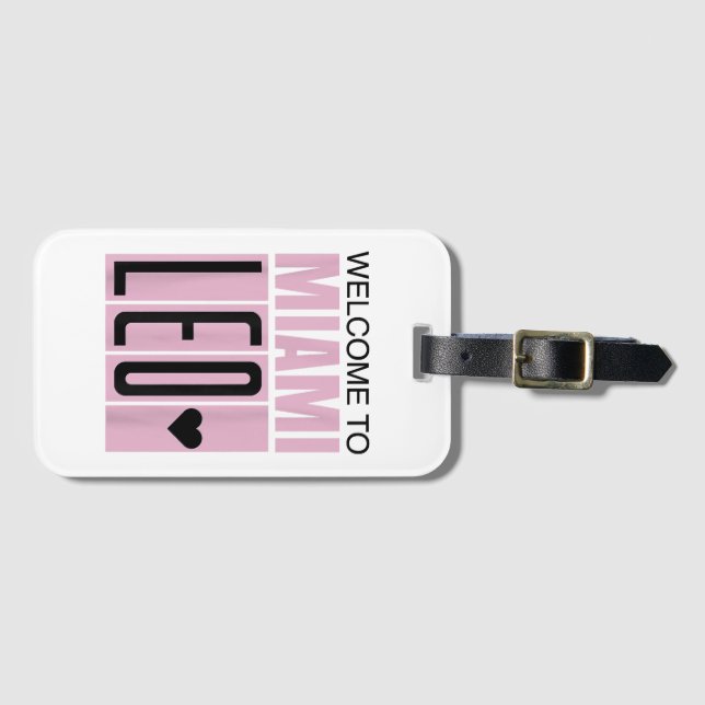 Etiqueta Para Maletas Bienvenido a Miami Leo 10 - GOAT (Anverso horizontal)