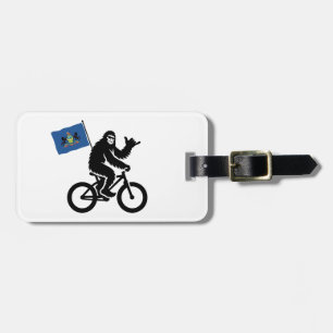 Etiqueta Para Maletas Bigfoot en bicicleta con la bandera de Pennsylvani