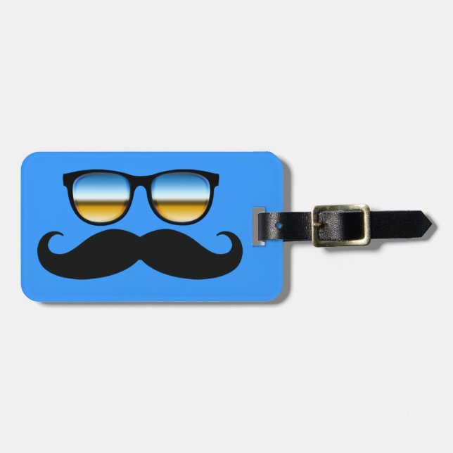 Etiqueta Para Maletas Bigote fresco debajo de sombras (Frente Horizontal)