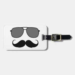 Etiqueta Para Maletas bigote y gafas