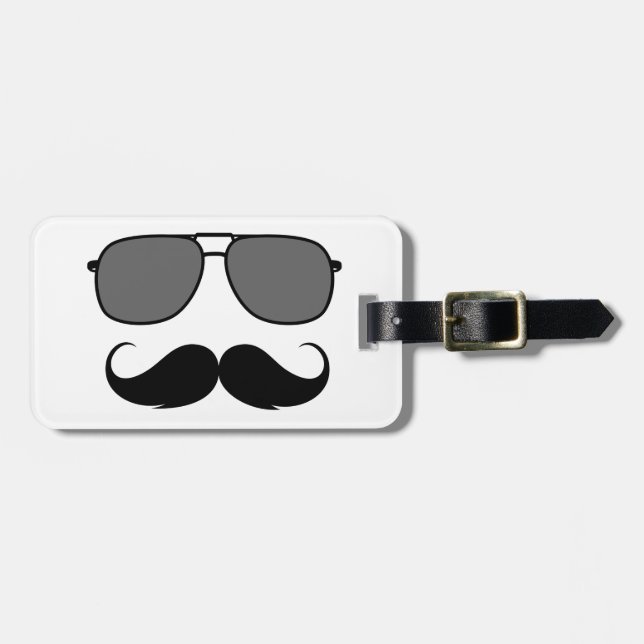 Etiqueta Para Maletas bigote y gafas (Frente Horizontal)