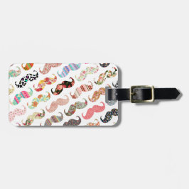 Etiqueta Para Maletas Bigotes coloridos femeninos divertidos de los