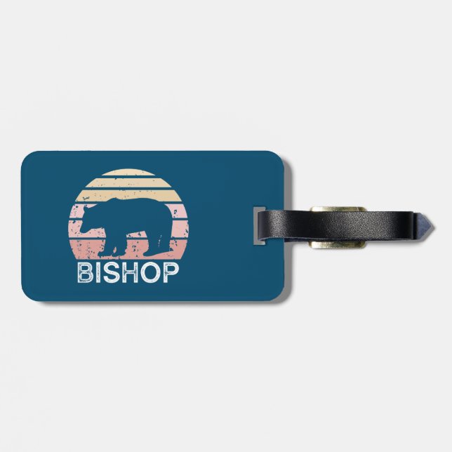 Etiqueta Para Maletas Bishop California Retro Bear (Atrás Horizontal)