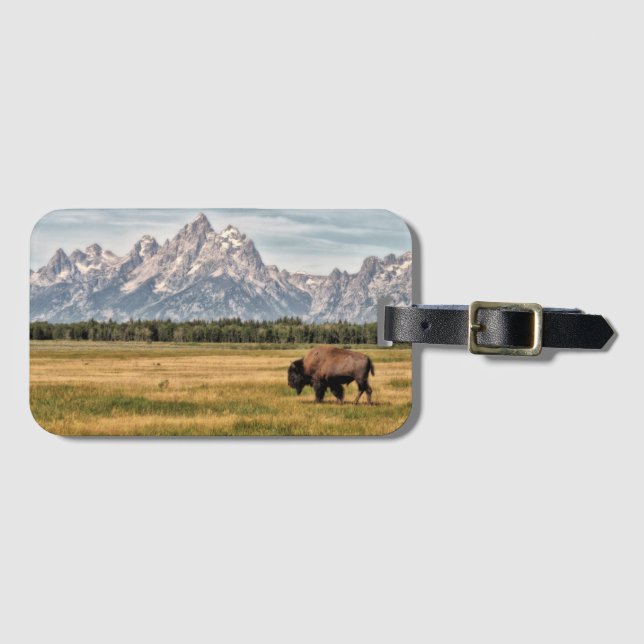 Etiqueta Para Maletas Bisonte en el Tetons (Anverso horizontal)