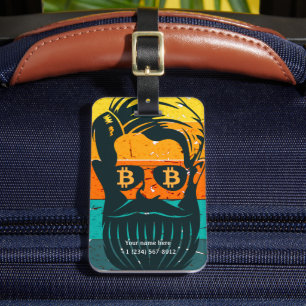 Etiqueta Para Maletas Bitcoin personalizado moderno Retro Hombre con bar