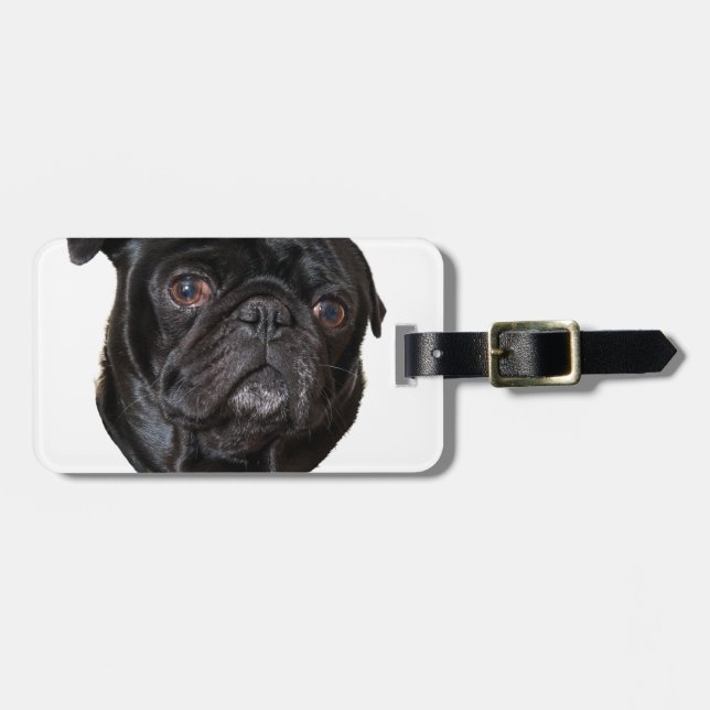 Etiqueta Para Maletas Black Funny Pug (Frente Horizontal)