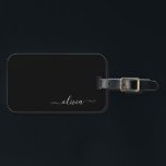 Etiqueta Para Maletas Black Girly Script Monograma Nombre moderno<br><div class="desc">Monograma negro Añade tu propio nombre Script etiqueta de bolsa para el equipaje La etiqueta de la bolsa hace el dulce perfecto de 16 años,  boda,  ducha de novia,  ducha de bebé o regalo de soltera para alguien que decora su habitación con estilo.</div>