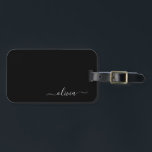 Etiqueta Para Maletas Black Girly Script Monograma Nombre moderno<br><div class="desc">Monograma negro Añade tu propio nombre Script etiqueta de bolsa para el equipaje La etiqueta de la bolsa hace el dulce perfecto de 16 años,  boda,  ducha de novia,  ducha de bebé o regalo de soltera para alguien que decora su habitación con estilo.</div>