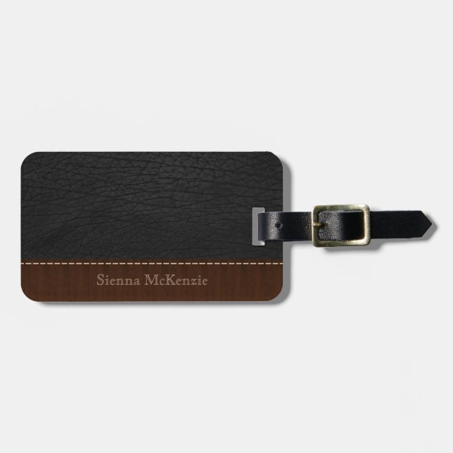 Etiqueta Para Maletas Black Leather Look (Frente Horizontal)
