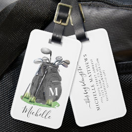 Etiqueta Para Maletas Black Personalized Monogram Golf Bag