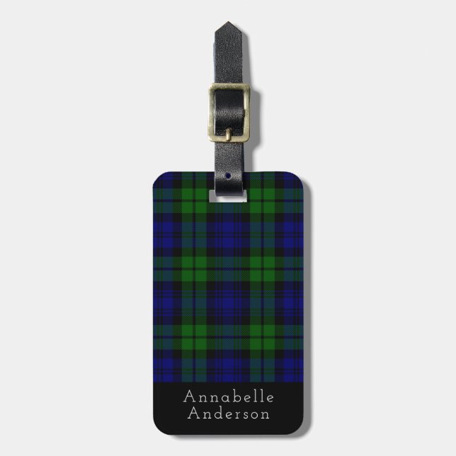Etiqueta Para Maletas Black Watch Tartan Plaid Personalize (Frente Vertical)