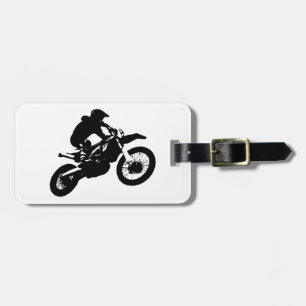 Etiqueta Para Maletas Black White Pop Art Motocross Motoryle Sport