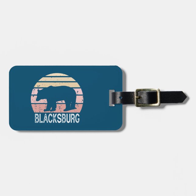 Etiqueta Para Maletas Blacksburg Virginia Retro Bear (Frente Horizontal)