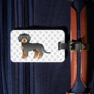 Etiqueta Para Maletas Blakc And Tan Mini Goldendoodle Perro De Dibujos A