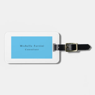 Etiqueta Para Maletas Blanco azul Minimalista moderno y elegante