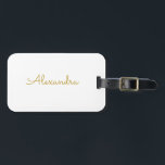 Etiqueta Para Maletas Blanco de oro moderno y simple personalizado<br><div class="desc">Haga clic en "Personalizar" para personalizar el texto y/o cambiar el color de fondo. ¡Hace un gran regalo de vacaciones para una muchacha que ama la magia de los unicornios! Llenador de existencias de Guay,  regalo de cumpleaños o regalo de vacaciones.</div>