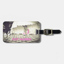 Etiqueta Para Maletas Blanco negro lindo recién casado