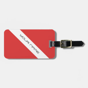 Etiqueta Para Maletas Blanco rojo del emblema de los buceadores de la