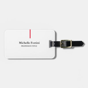 Etiqueta Para Maletas Blanco Rojo Minimalista elegante profesional