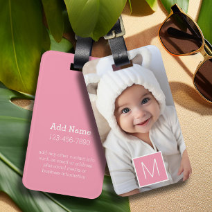Etiqueta Para Maletas Blanco rosa 1 Personalizado de Collage de fotos Mo