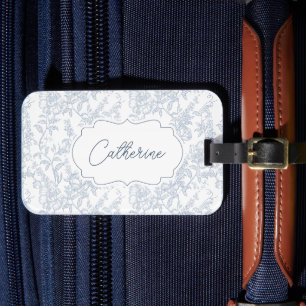 Etiqueta Para Maletas Blanco Toile Floral de Encaje Personalizado de Cam